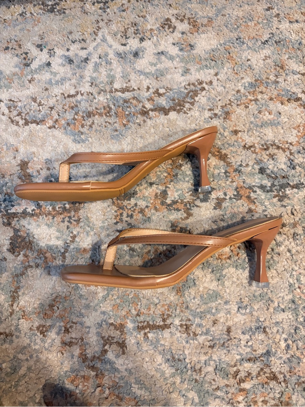 Women's Brown Bronze Heel Thong Sandals